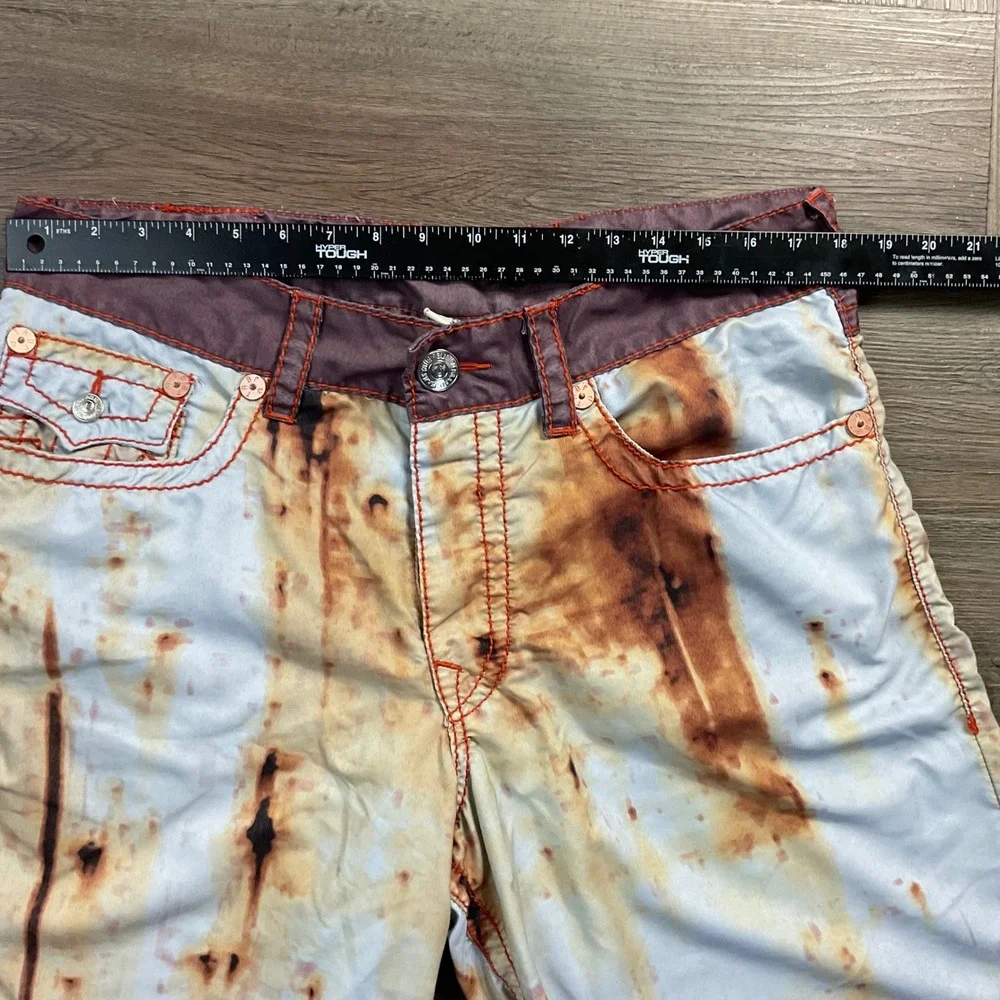 Y2K True Religion Section Tye Dye Surf Board Shorts Swim Trunks Mens 38 Brown